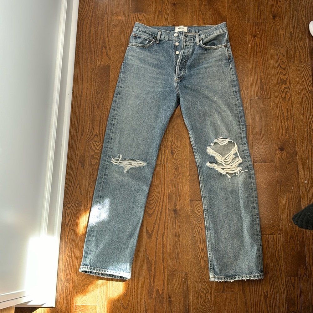 AGOLDE straight leg ripped jeans